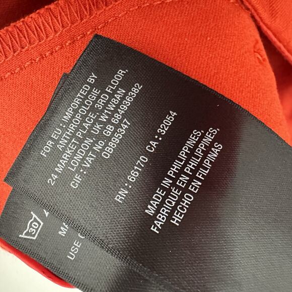 Anthropologie Pants Womens 10 Red Orange Essential Slim Button Pockets Career - Picture 11 of 16